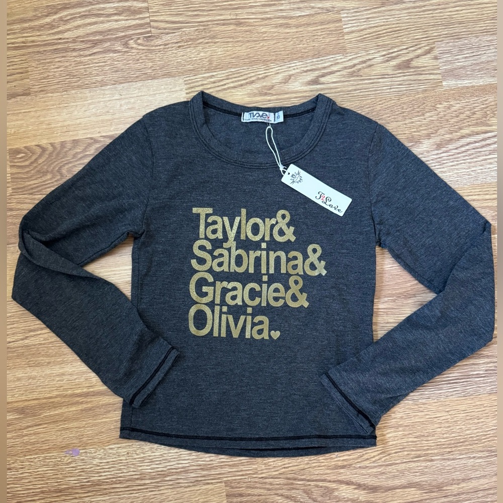T2Love Gray Long Sleeve Graphic Tee